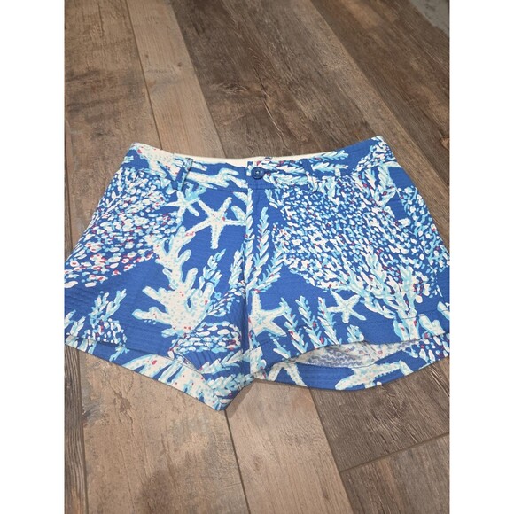 Lilly Pulitzer  Callahan Shorts Sz 4 Brewster Blue Good Reef Starfish B13 - Picture 4 of 12